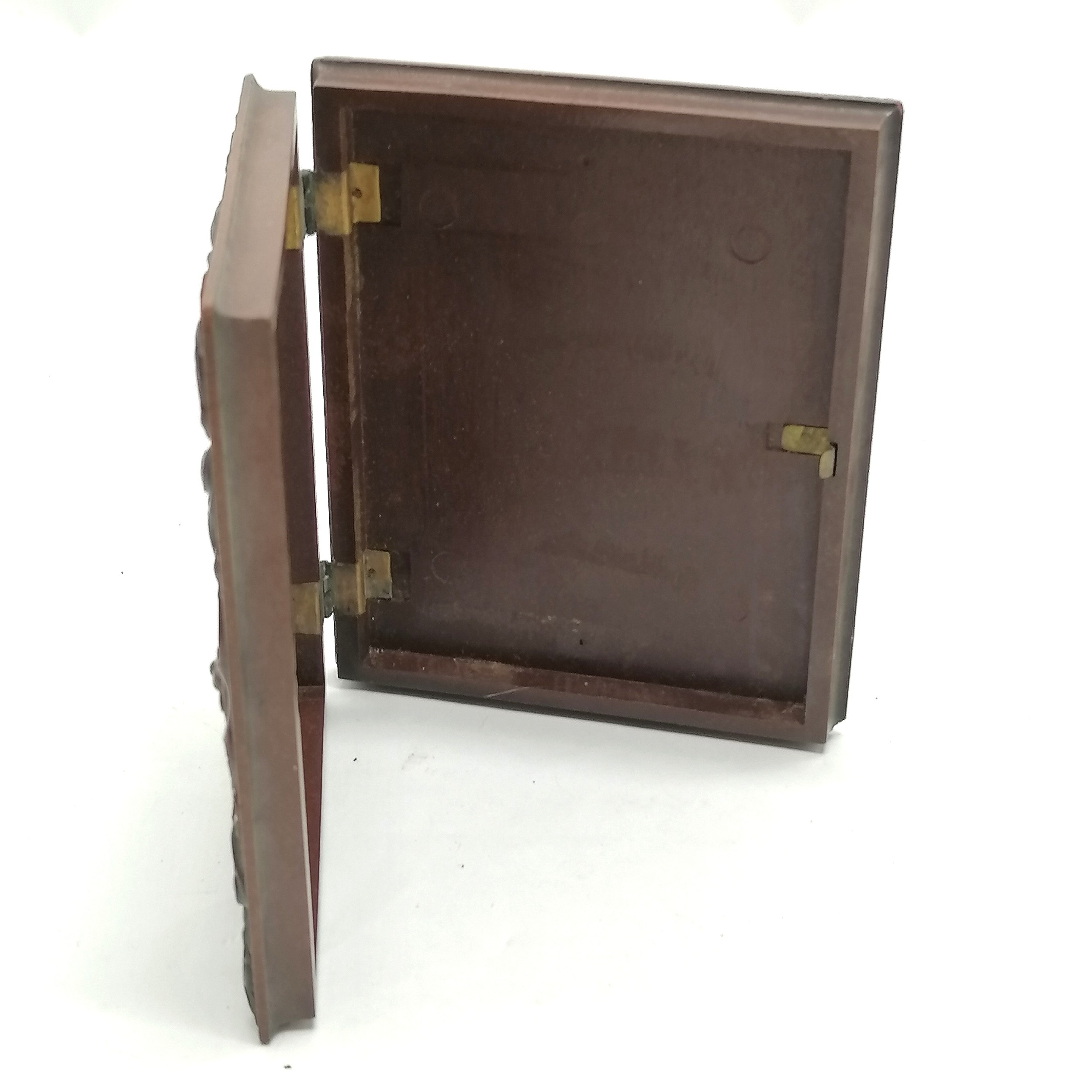 Antique American composite moulded photographic box by F R Smith & Hartmann - 12.5cm x 10cm - chip - Image 4 of 4