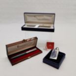 Swarovski yacht, sterling silver bookimark in presentation box, Waterman boxed pen & papermate boxed