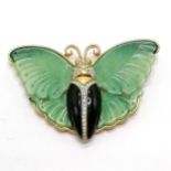 Kenneth Lane faux jade moth / butterfly brooch - 92mm across