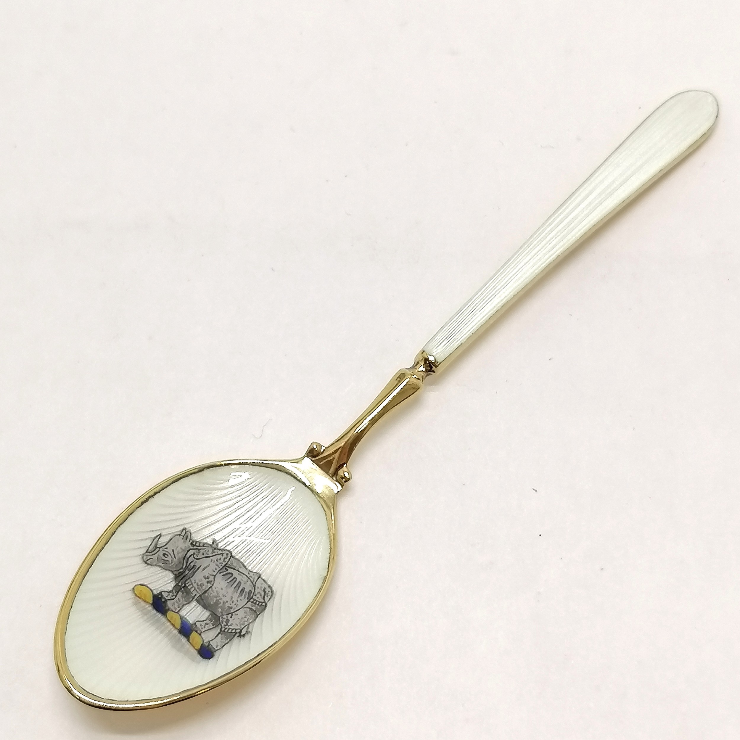 Sterling silver 'The Worshipful Society of Apothecaries' enamel spoon with Dürer's Rhinoceros - Image 2 of 4