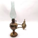Antique gimble brass oil lamp by R Ditmar's Favorit Lampe with glass flue- total height of lamp