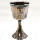 1973 Sheffield silver bicentennary goblet by H L Brown & Son - 13cm high & 149g ~ has dent & light