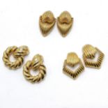 3 x pairs of Kenneth Jay Lane (K.J.L.) gold tone earrings - largest 45mm drop