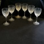6 Edinburgh Scotland cut glass wine glasses 19cm high- In good used condition