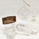A collection of apothecary glassware to include nasal douche, feeder etc.
