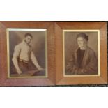 Pair of oak framed classical portrait prints , frame 43cm x 51cm