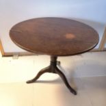 Antique mahogany tilt top circular table 76cm diameter - Some old repairs to base and top