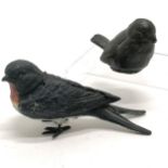 Novelty metal swallow inkwell - 12cm across x 7cm high t/w model of a seated bird