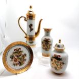 Bohemian Sneroll coffee pot (40cm), vase, plate t/w Laurent's Spanish lidded vase ~ no obvious