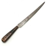 Antique Scandinavian knife with metal inlay to the handle and etched detail to the blade 31cm long