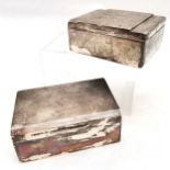 2 x silver cased Art Deco engine turned cigarette boxes - largest 13cm x 9cm x 5cm - total weight