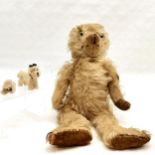 Loveworn mohair bear (44cm with obvious faults & in need of a good home!) t/w 2 x fur toys (dog +