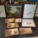 Set of 4 Oriental oil on canvas, shipping scenes, t/w 4 other oriental oil on canvas landscapes. 1