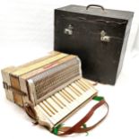 Vintage Tonella piano accordion in original case 46cm x 46cm x 27cm - case is used condition