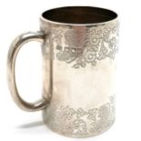 1898 Victorian silver christening tankard by James Ramsay ~ 8.7cm high & 136g ~ has dent to base &
