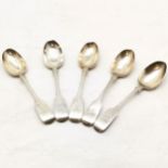 5 x Victorian Exeter silver teaspoons by James & Josiah Williams - 14.5cm & 123g & all in used