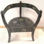An Antique bow back child's chair, decorated with hand painted flowers 45 cm in width, 30 cm in