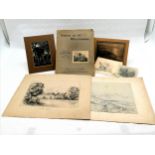 Qty of prints / pencil drawings inc Views of Winchester booklet t/w framed floral print of April -
