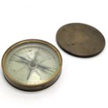 Antique silvered dial brass cased compass Cole Fecit 8.5cm diameter