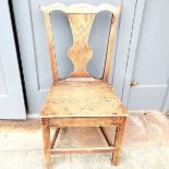 Antique carved oak hall chair 86cm high x 36cm deep - has a split to the seat