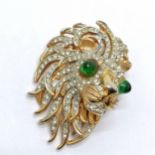 Kenneth Jay Lane (K.J.L.) lions head brooch - 52mm ~ the eyes have been reattached with glue!