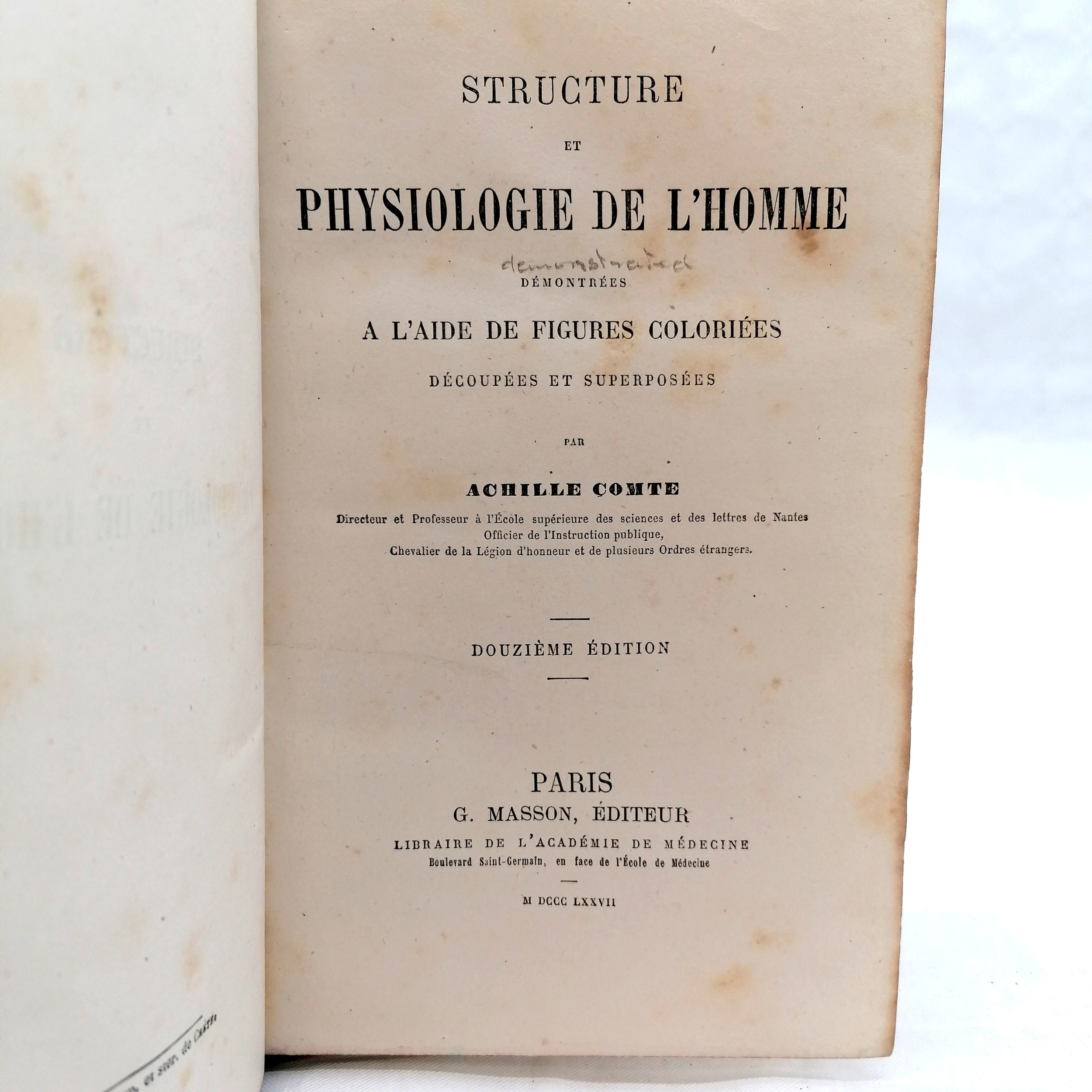 1877 French book 'Structure et Physiologie de l'homme' by Achille Comte (1802-66) complete with 6 - Image 2 of 6