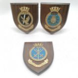 3 X naval shields - 800 / 736 Naval Air Squadron & HMS Dundas - 18cm x 15cm