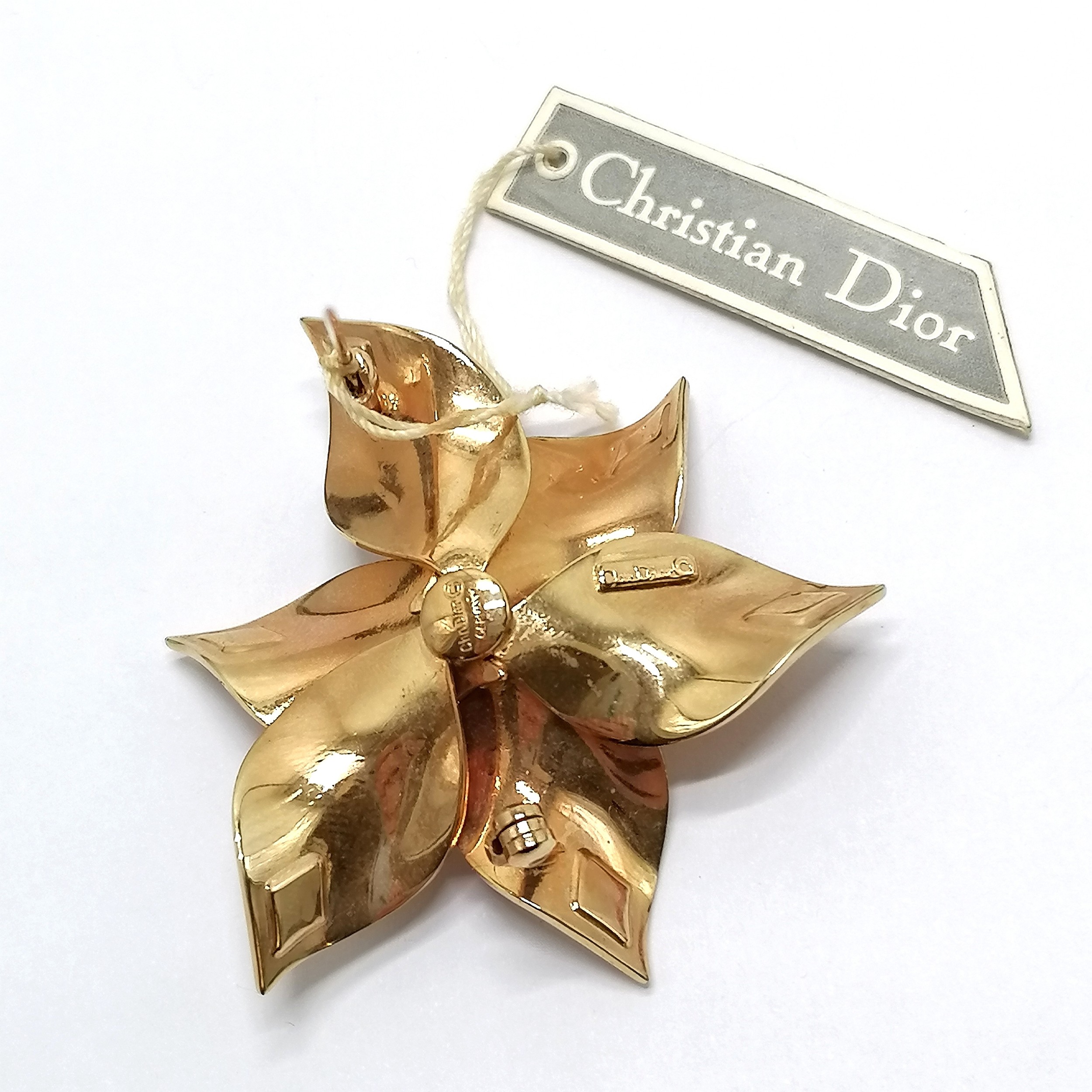 Christian Dior flower brooch with original tag - 61mm across - Image 2 of 2