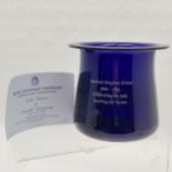 Bristol blue glass vase celebrating Brunel Bicentenary Conference 2006, 18 cm high, 20 cm