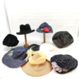 Collection of assorted vintage hats.