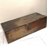 Antique teak brass mounted box - 80cm x 33cm x 24cm high ~ has old patch and staining to top and