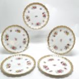 5 plates- Copeland Spode by T Goode & co. London hand decorated and gilded 22cm diameter- All in
