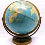 Vintage Phillips 12" political challenge globe dated 1969 on a metal stand- some losses