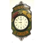 Unusual Dewberry (London) quartz wall clock with Bordeaux St Emilion decoration with an iron work