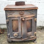 Antique cast iron wood burning stove 53cm high x 38cm deep x 43cm wide
