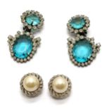 2 pairs of costume earrings by Kenneth Jay Lane - largest blue pair are 6cm drop