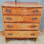 Antique 4 drawer mahogany chest of drawers 52cm deep x 68cm wide x 100cm high - In overall good used