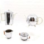 Stay hot chrome plated coffee pot 22 cm high x 21 cm wide, matching teapot, slight chip to teapot