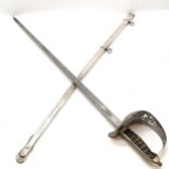 George V officers infantry sword by Fenton Bros (Sheffield) in silver plated scabbard - total length