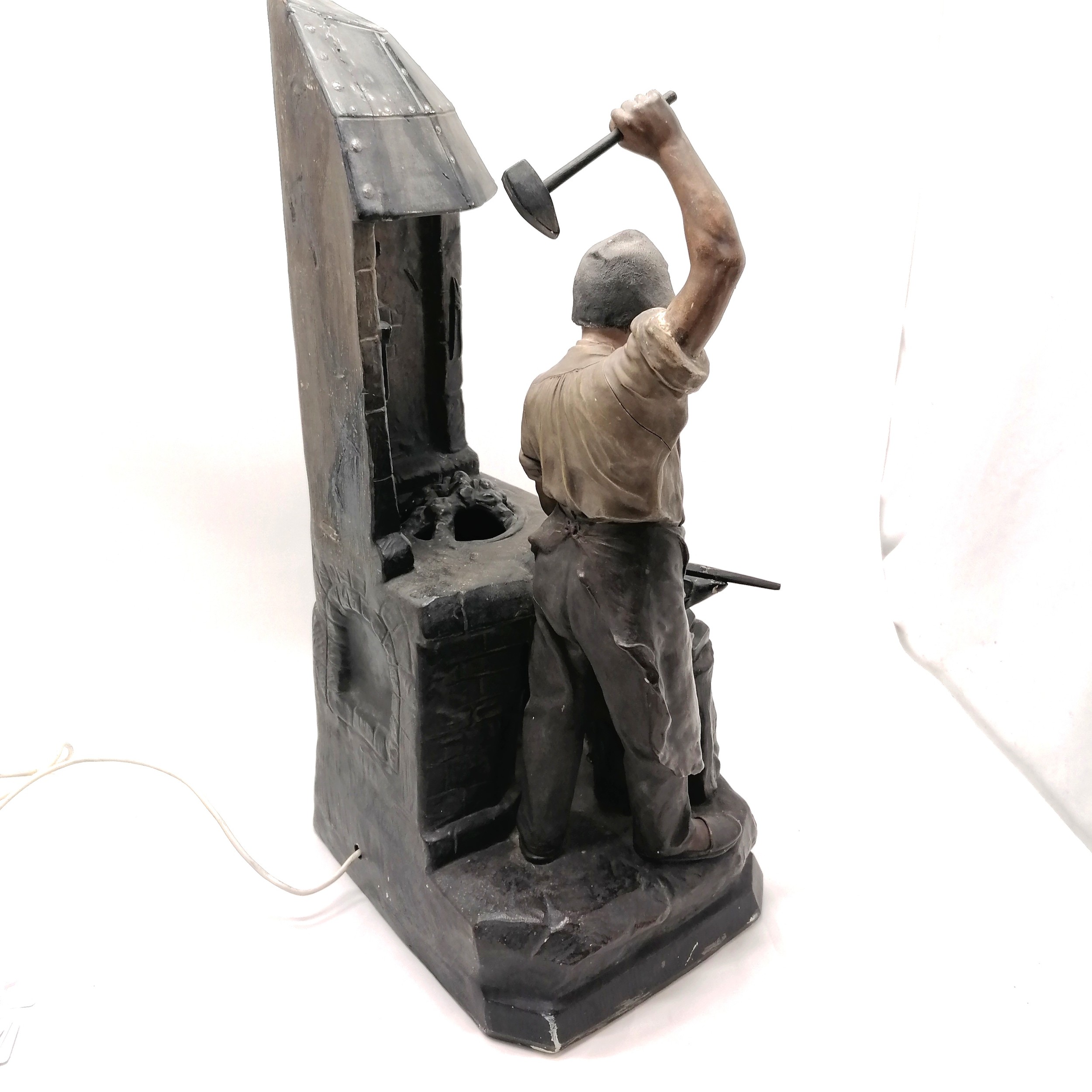 Largescale antique pottery blacksmith lamp/sculpture signed Aug Ott 1905 70cm high x 38cm x 38cm- - Image 2 of 7