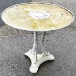 white painted circular metal garden table 76cm diameter 63cm high