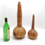 2 x Cyprus decorated gourds - tallest 48cm & has crossed swords and gun detail and portraits and a