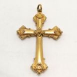 Antique gilt metal cross - 8cm drop ~ has scratch mark to lower of reverse
