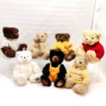 7 x Giorgio Armani Beverly Hills teddy bears - tallest 36cm