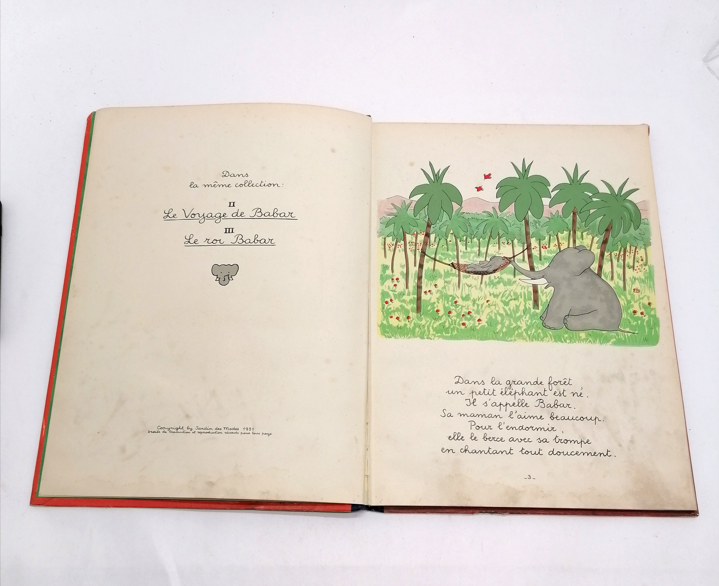 1931 book Histoire de Babar le petit elephant by Jean de Brunhoff (1899-1937) - has some water - Image 8 of 10