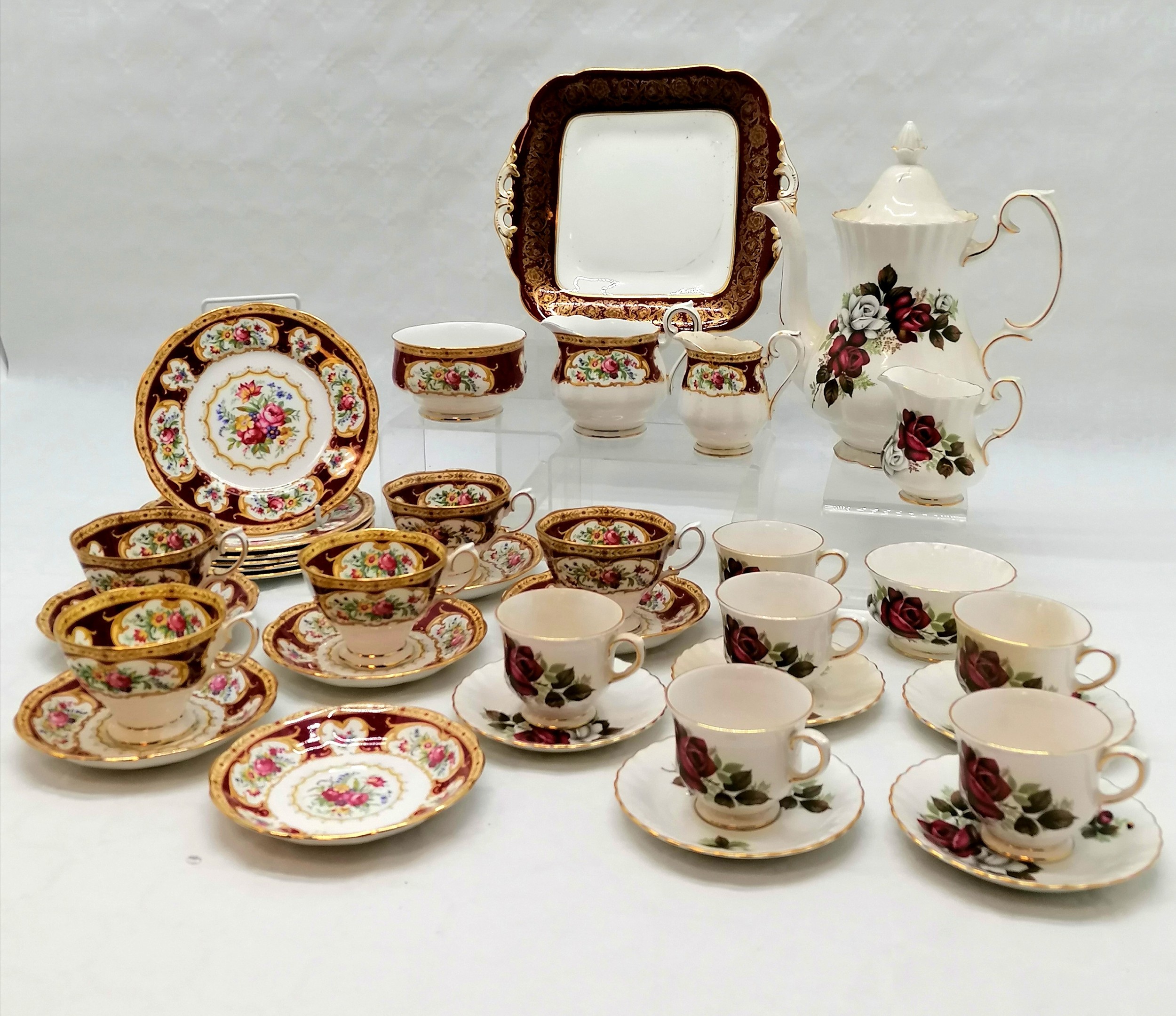 Royal Albert Tea service in the Lady Hamilton pattern, 1 cup missing, in good used condition, t/w