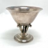 Danish Georg Jensen 1930's silver pedestal dish with open leaf and berry detail - design number