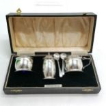 1936 silver cruet set with 2 matching spoons by Hasset & Harper Ltd in James Walker Ltd fitted