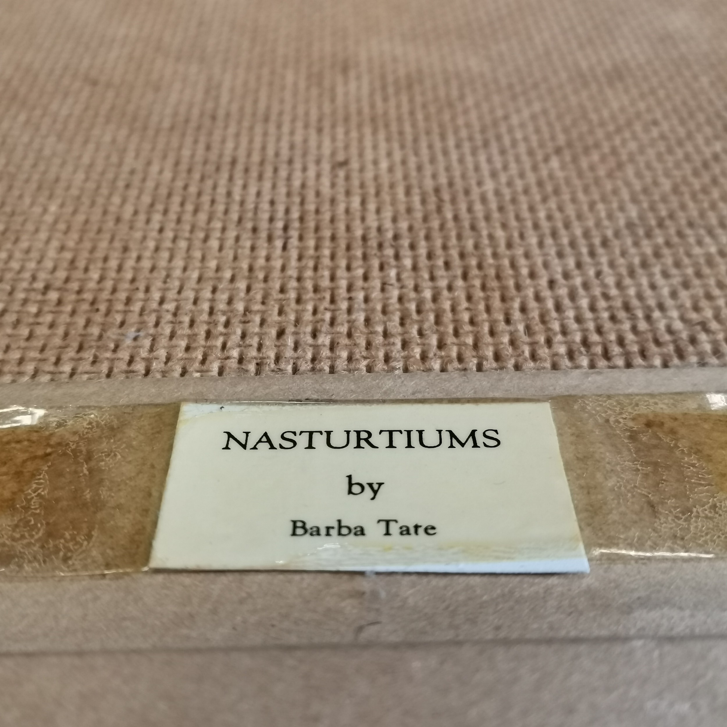 Mid century large framed botanical print of Nasturtiums by Barba Tate - frame 58cm wide x 109cm high - Image 3 of 4