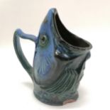 1909 C H Brannam studio pottery fish head jug - 17cm high ~ has chip to base & slight losses to